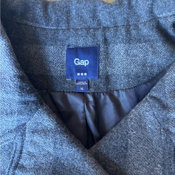 73% Wool Vintage Grey & Black Stripped Gap Pea Coat/Blazer - Picture 5 of 10